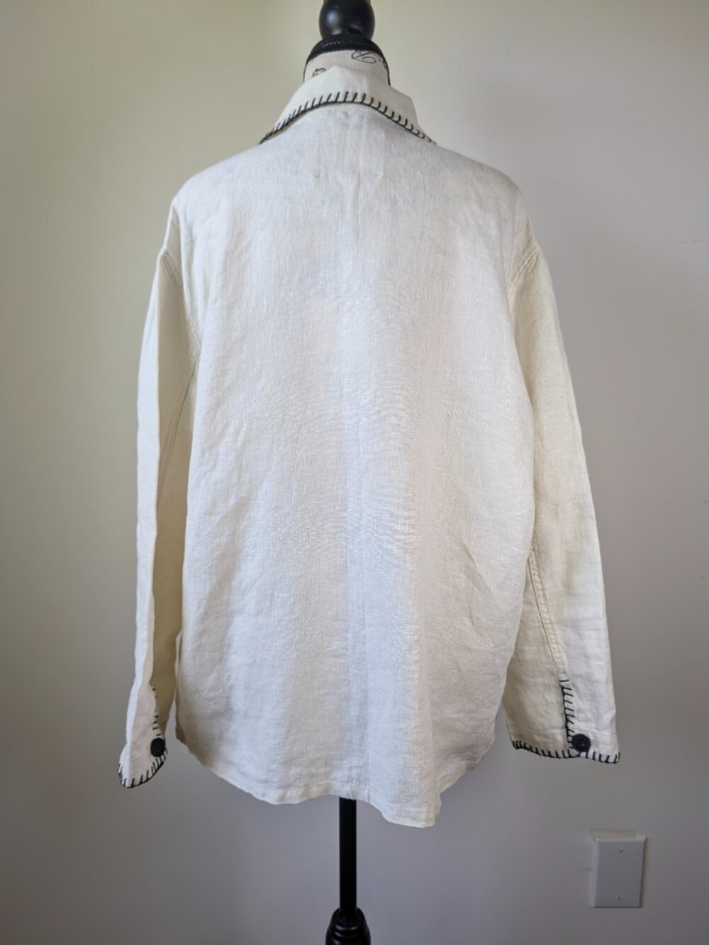 ZARA ZW Collection Embroidered Linen Overshirt – Oyster White (Size M) - Picture 6 of 8